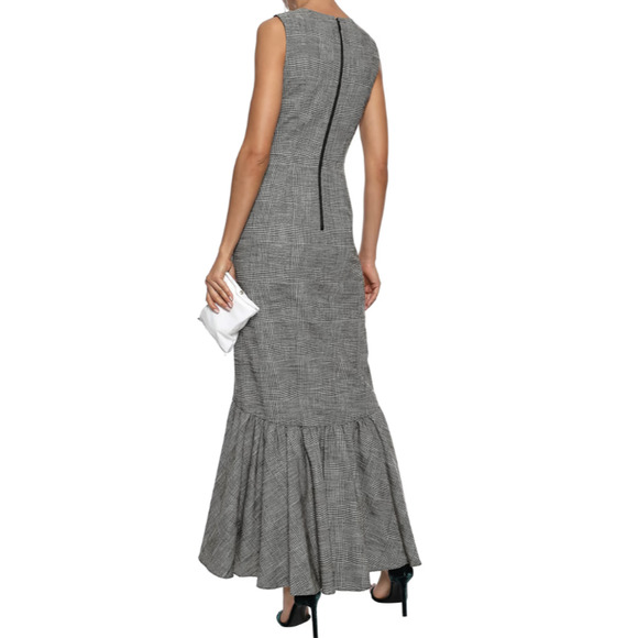 NWT Alice + Olivia Birch Ruffled Checked Maxi Dress Size 4 Checked Woven 2A452 - Picture 3 of 12